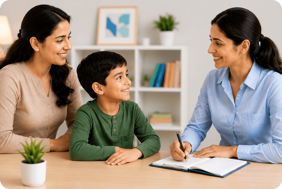 Parent and child with specialist